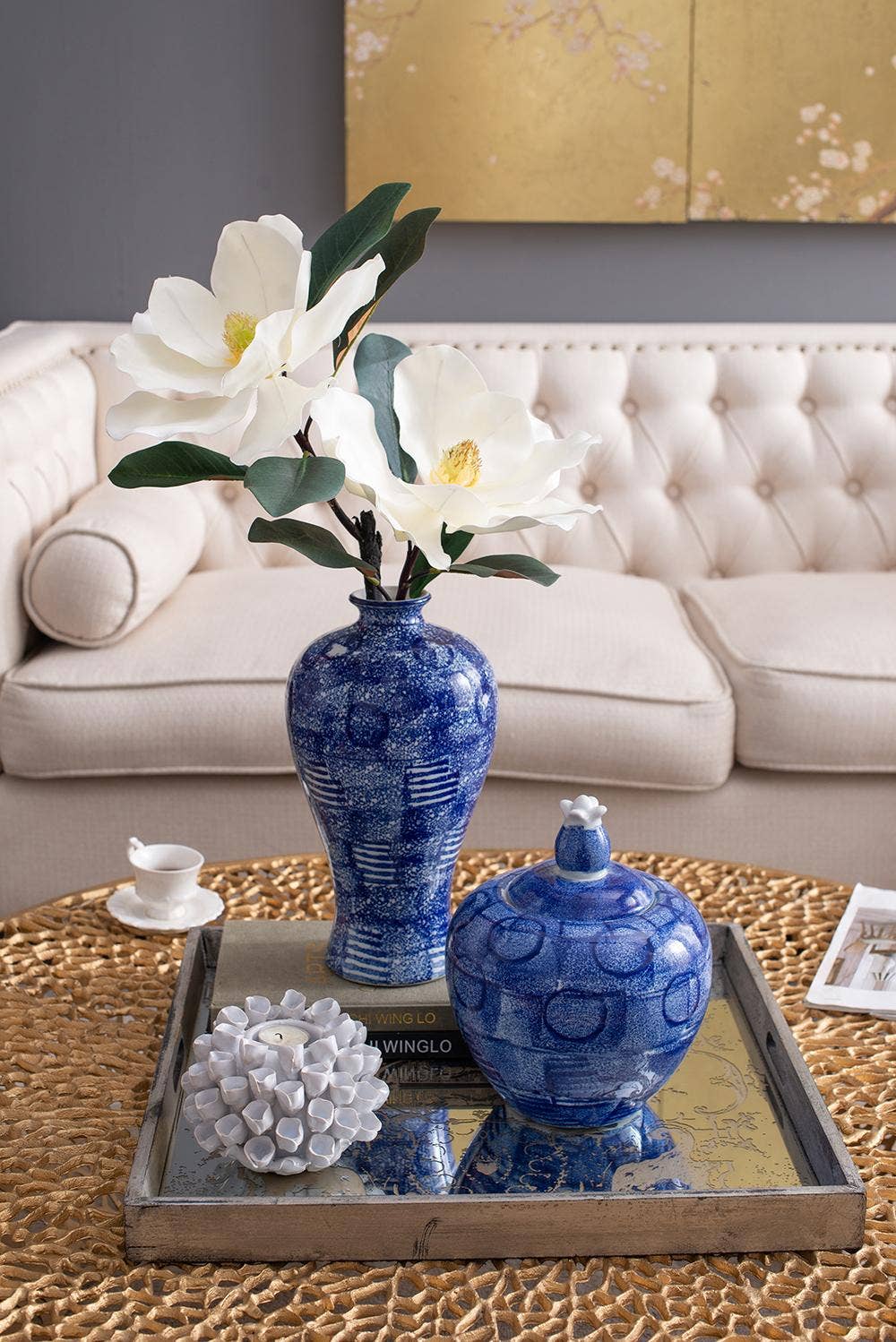 A&B Home Group Inc. - Wholesale Vase - D7x13" Traditional Porcelain Flower Vase - Blue/White7