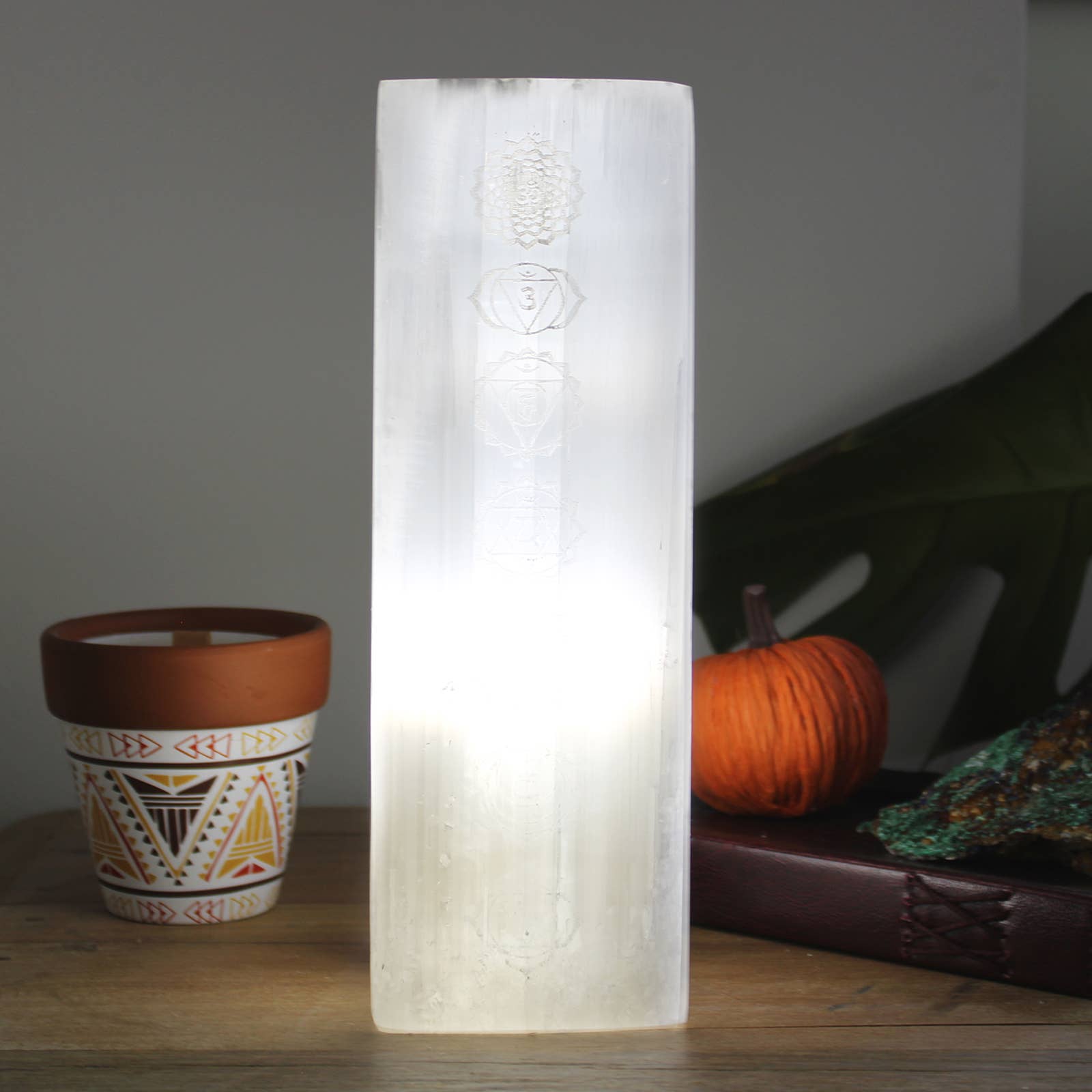 Ancient Wisdom - Wholesale Accent/Desk Lamp - Selenite Block Lamp 25cm - Chakra Lamp - UK plug4