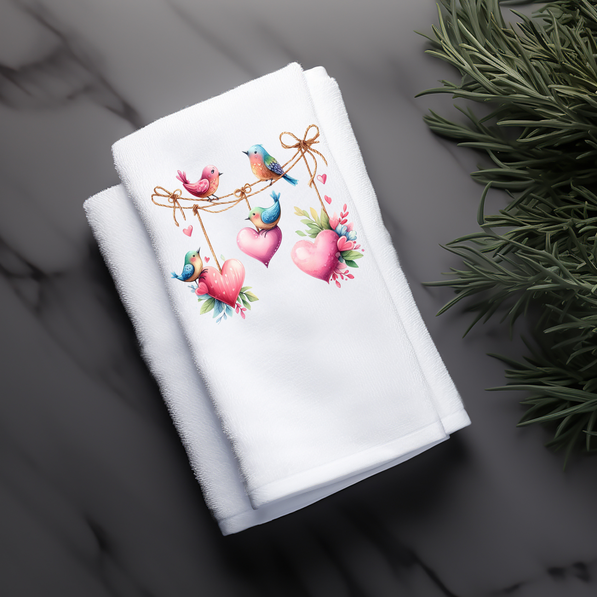 Fernville Creations – wholesale Hand towel – Valentine's Day Heart Fingertip Towel, Powder Room Accessory3