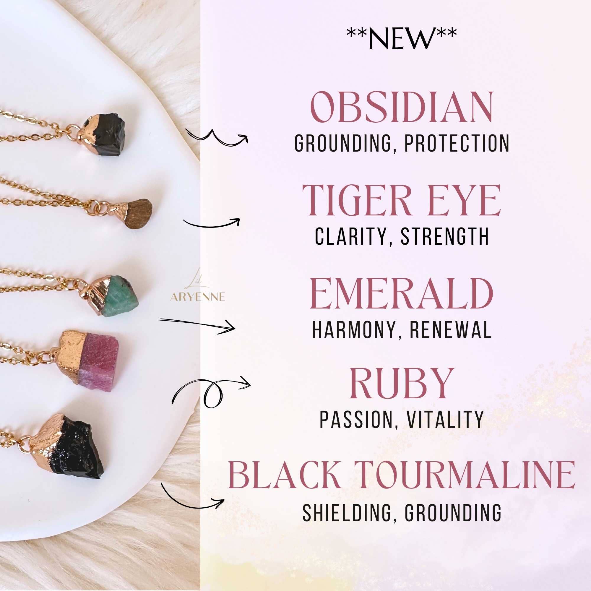 LilAryenne | Jewelry & Suncatchers - Venta al por mayor Collares con colgantes/abalorios - Collar de Cristal en Bruto - Regalo Espiritual de Acero Inoxidable3