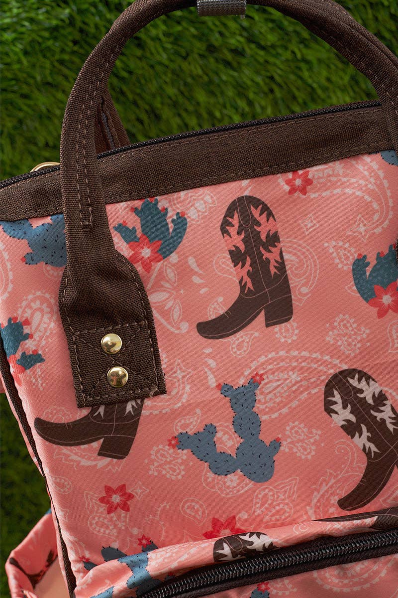 Western boots & cactus printed diaper bag. bbg25153041 for wholesale on Faire2
