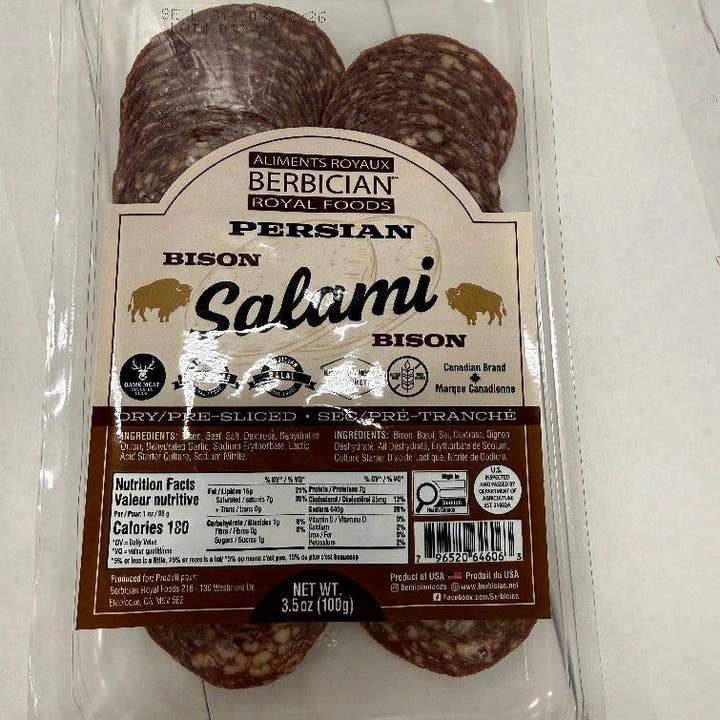 Pre-Sliced Bison Salami – Berbician Original for wholesale by Berbician Canada