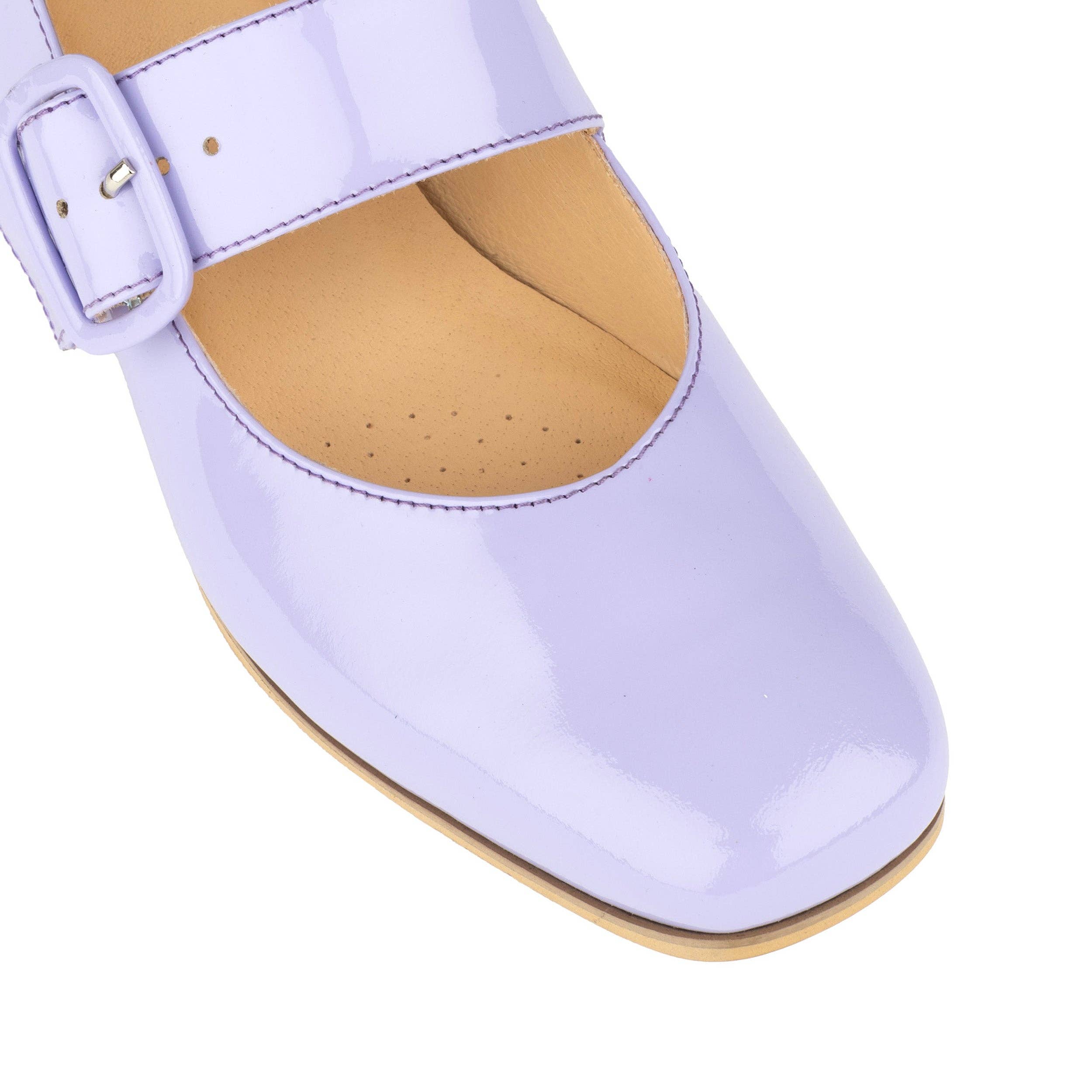 Embassy London – wholesale Low heels – Women′s – Bliss - Lavender & Rose - Women's block heel square toe patent leather Mary-Jane7