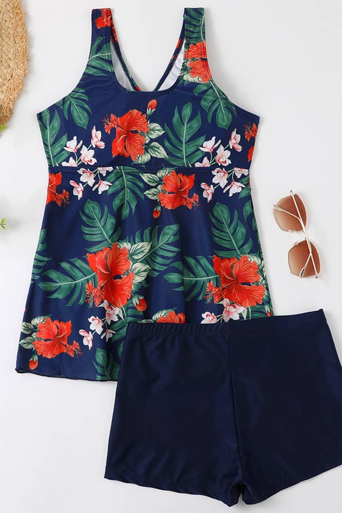 UNISHE - Vendita all'ingrosso Bikini - Donna - Set due pezzi Tankini increspato stampato HR01311