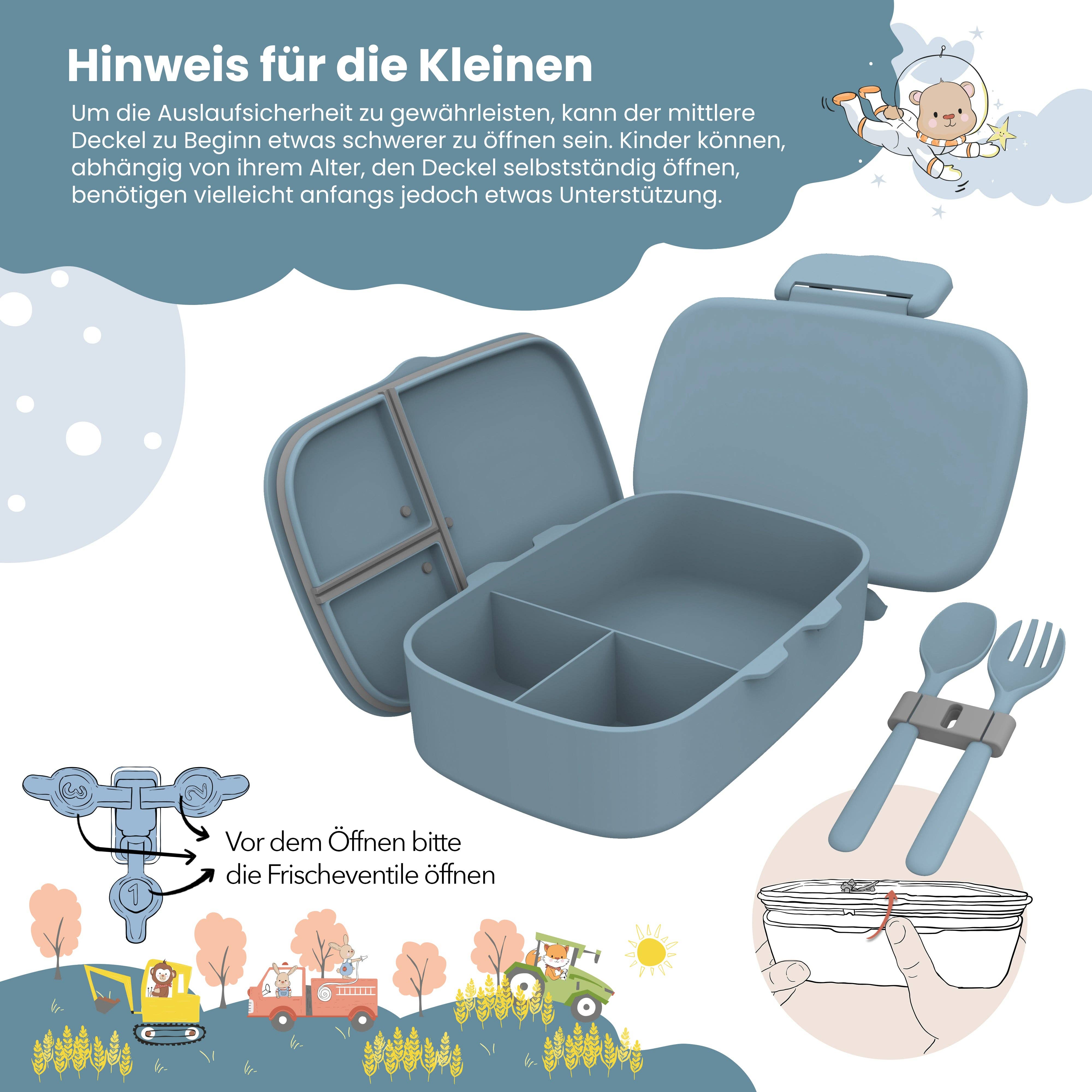 BEARFOOT - Wholesale Lunch Bag/Box - Kids - Children's lunch box with compartments, lightweight & leak-proof - blue3