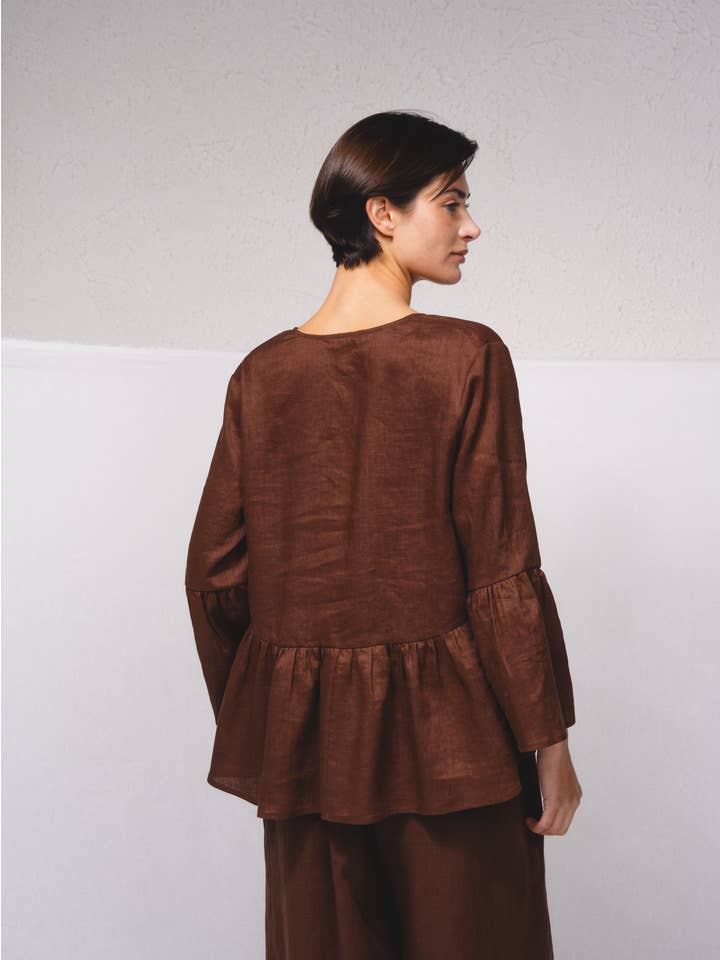 SMF - Wholesale Blouse - Women's - 259634 - Linen blouse with V-neck11