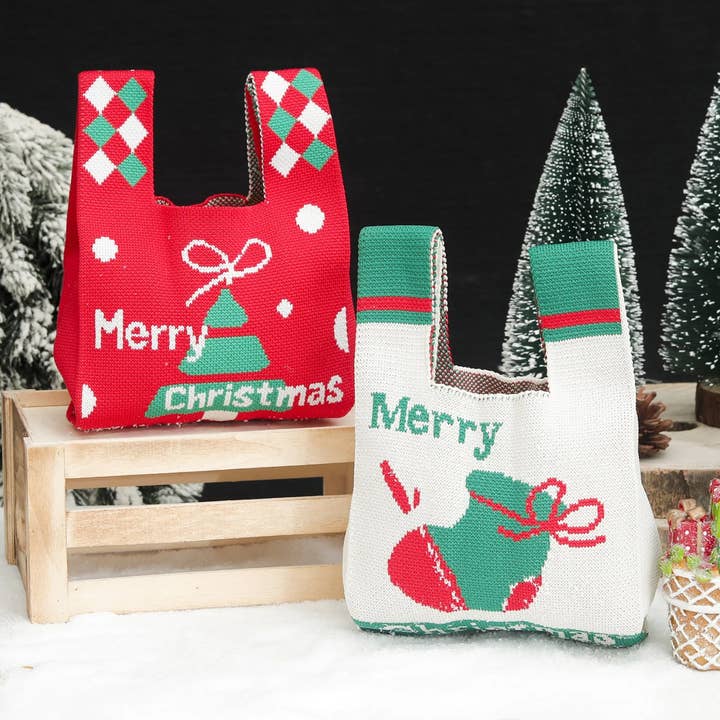 Merry Christmas Canvas Gift Bag with Santa Design for wholesale by Haaro