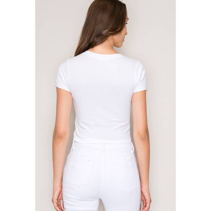 Popular 21 - Wholesale Knit Top - Women's - Crew Neck Short Sleeve Cotton Crop Top10