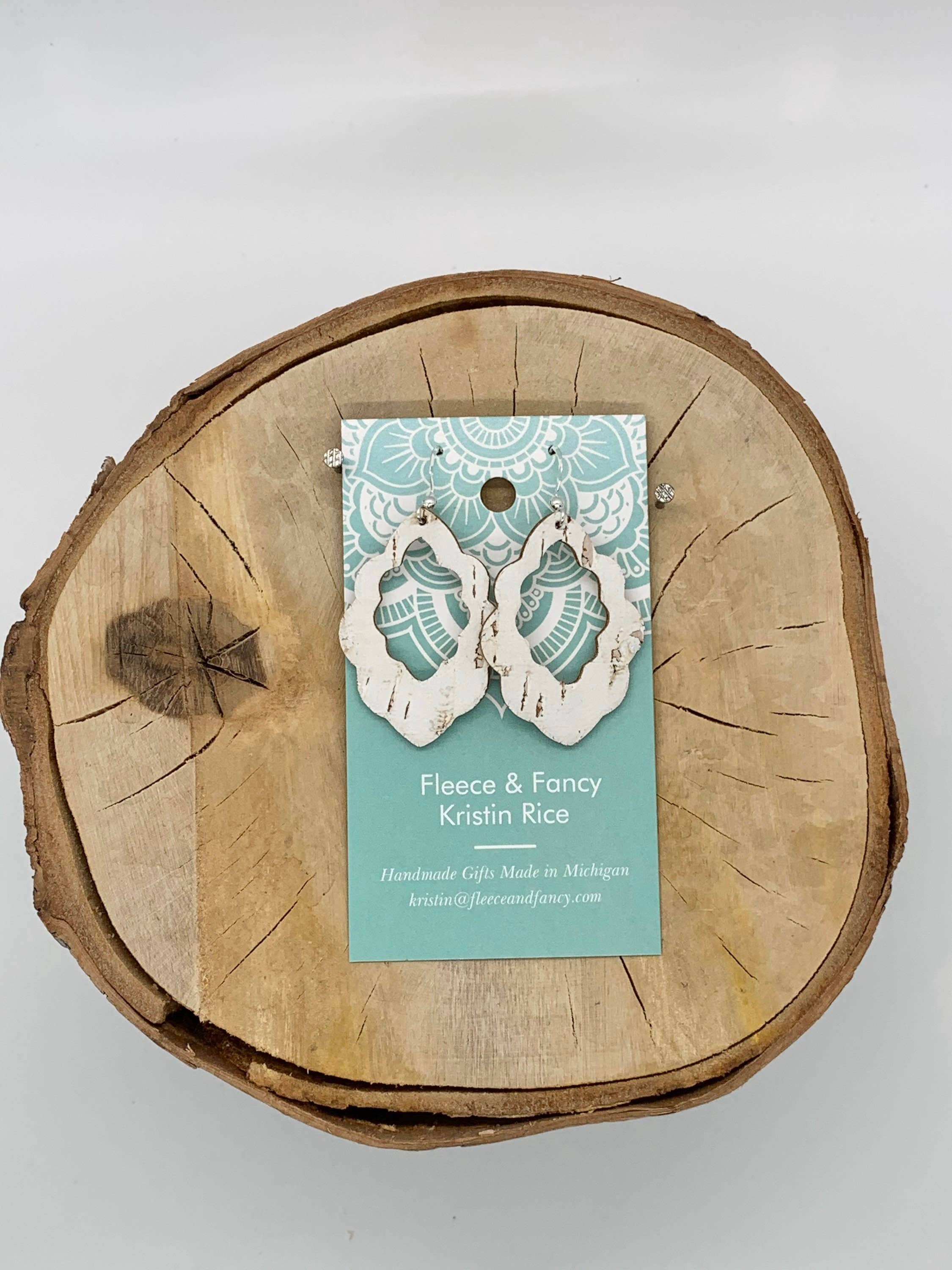 Fleece & Fancy - Vendita all'ingrosso Orecchini pendenti - Orecchini mini in sughero di betulla bianca2