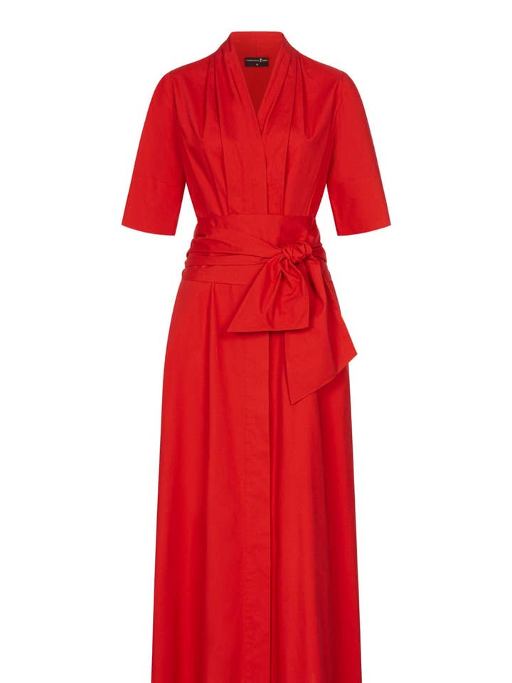 Marianna Déri GmbH - Wholesale Dress - Women's - Maxi blouse dress with removable wide belt red0