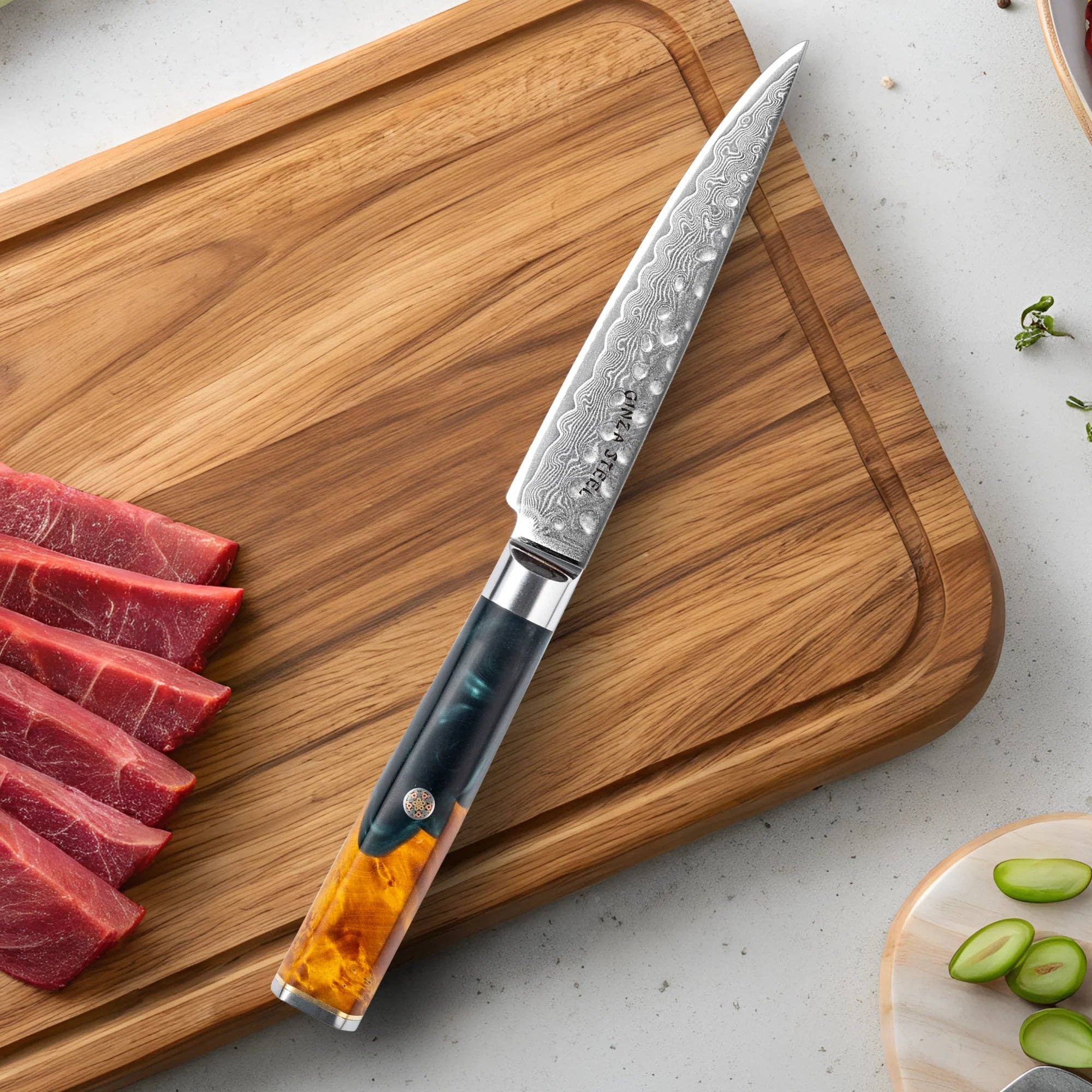 Ginza Steel - Wholesale Kitchen/Utility Knife - Kaze Katana – 6-Inch Utility Knife, Damascus VG10 Steel, 67 Layers3