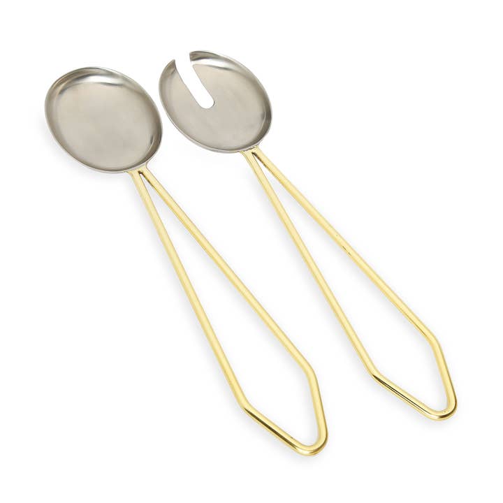 CLASSIC TOUCH DECOR INC. - Vente Ustensile de service - Lot de 2 Serveurs à Salade Avec Poignées Or0