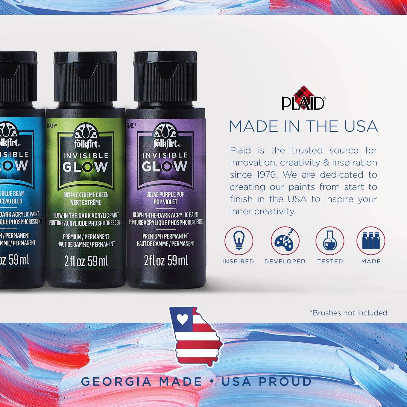 Plaid Crafts - Wholesale Acrylic Paint - FolkArt ® Invisible Glow™ Acrylic Paint, 2 oz3