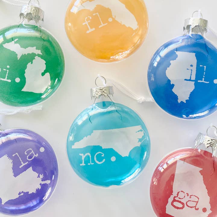 Skel & Co - Wholesale Ornament - YOUR STATE! Customizable See-Through Glass Holiday Ornament1