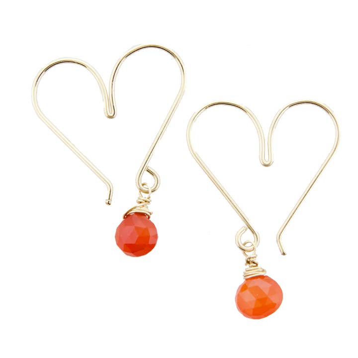 Gemstone Heart Hoops - Carnelian for wholesale by Soul Stonz