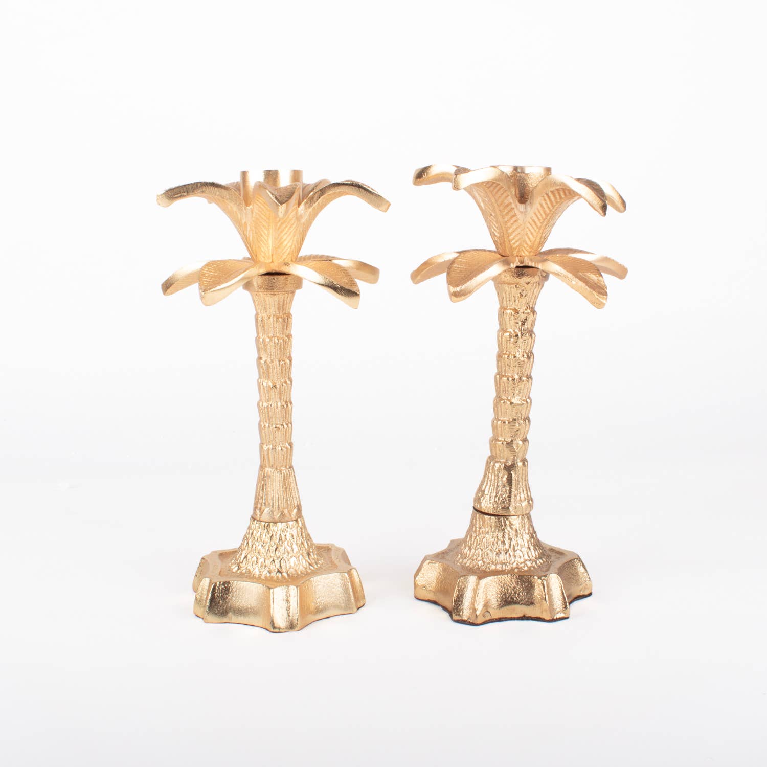 8 Oak Lane - Wholesale Candle Holder - Gold Palm Tree Candlestick Set2