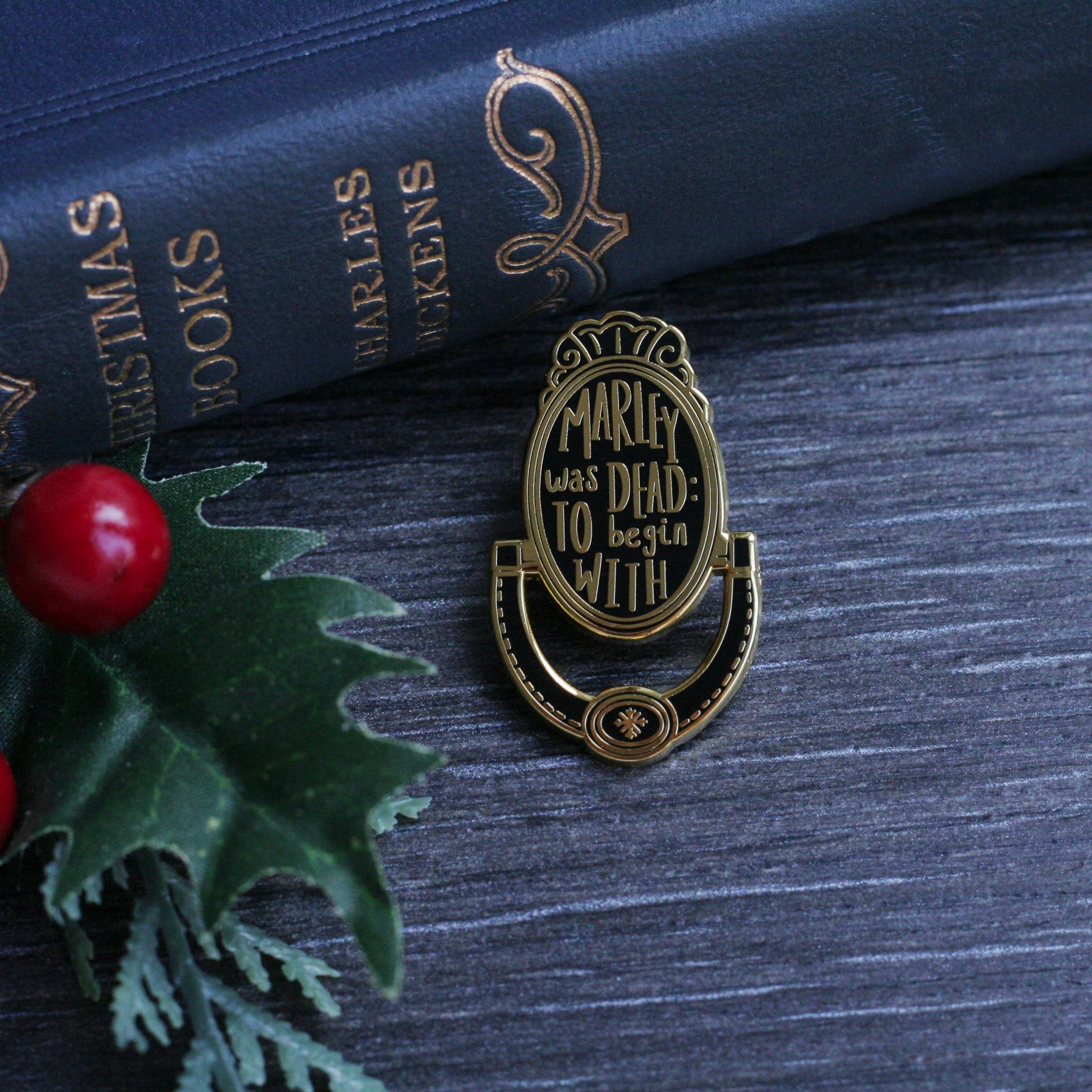 Laura Crow Illustration - Wholesale Lapel Pin/Button - A Christmas Carol Door Knocker Enamel Pin1