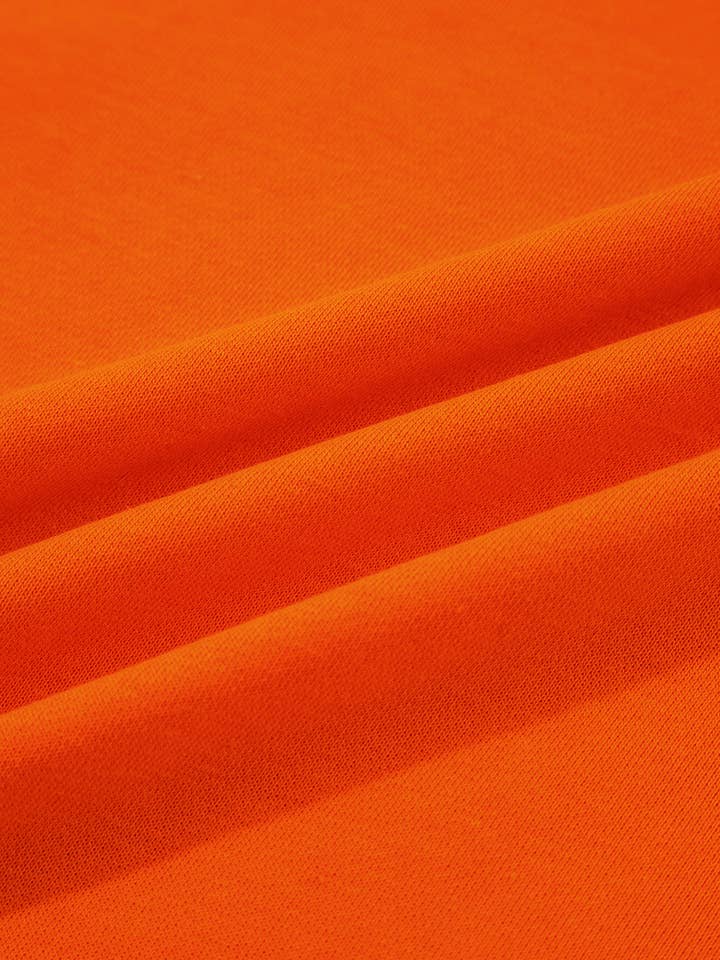 Orange Varsity Striped Sleeve Drop Shoulder Sweatshirt and Short Set for wholesale on Faire5