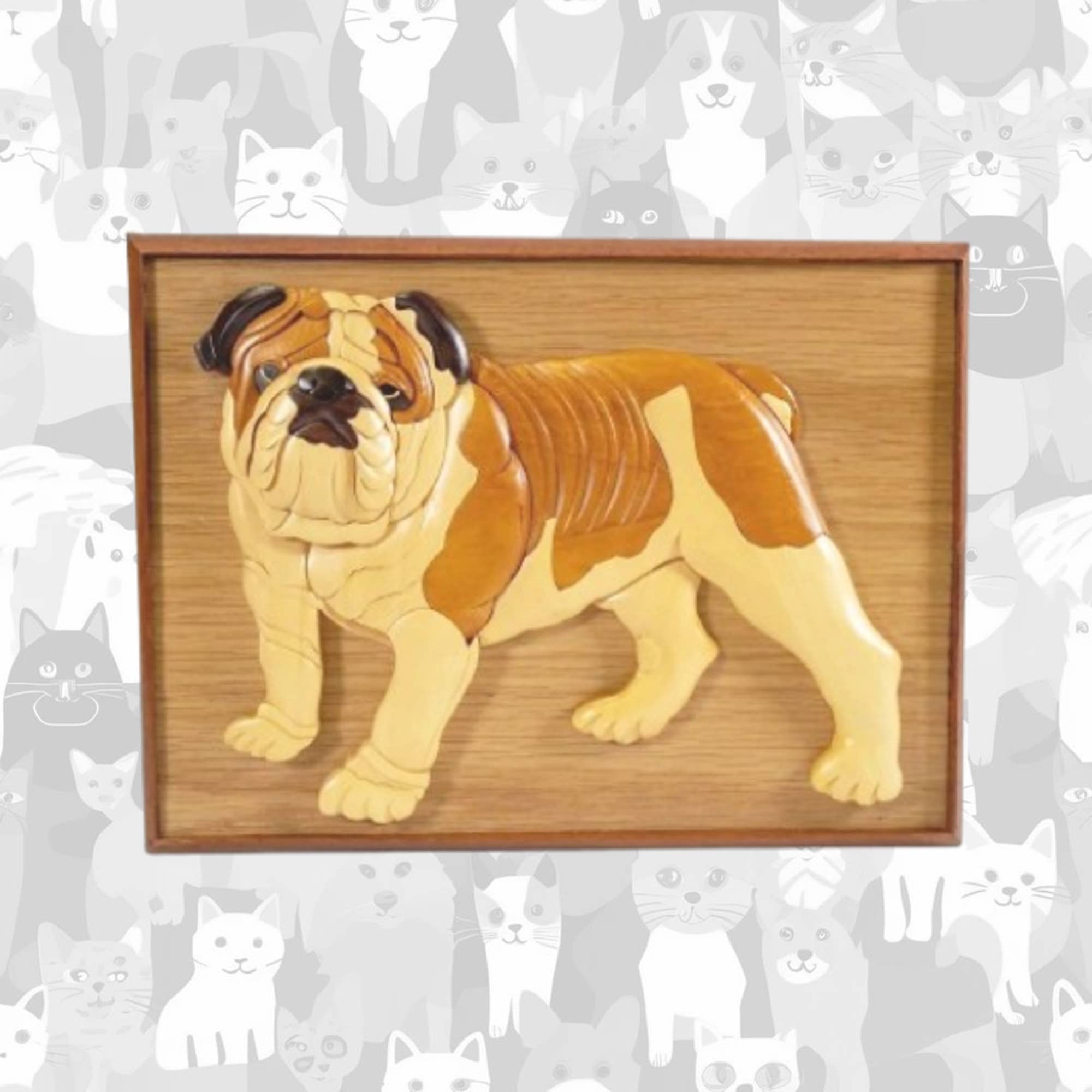 Positive Urns - Vente Urne - Bulldog - Urne pour chien en bois fait main