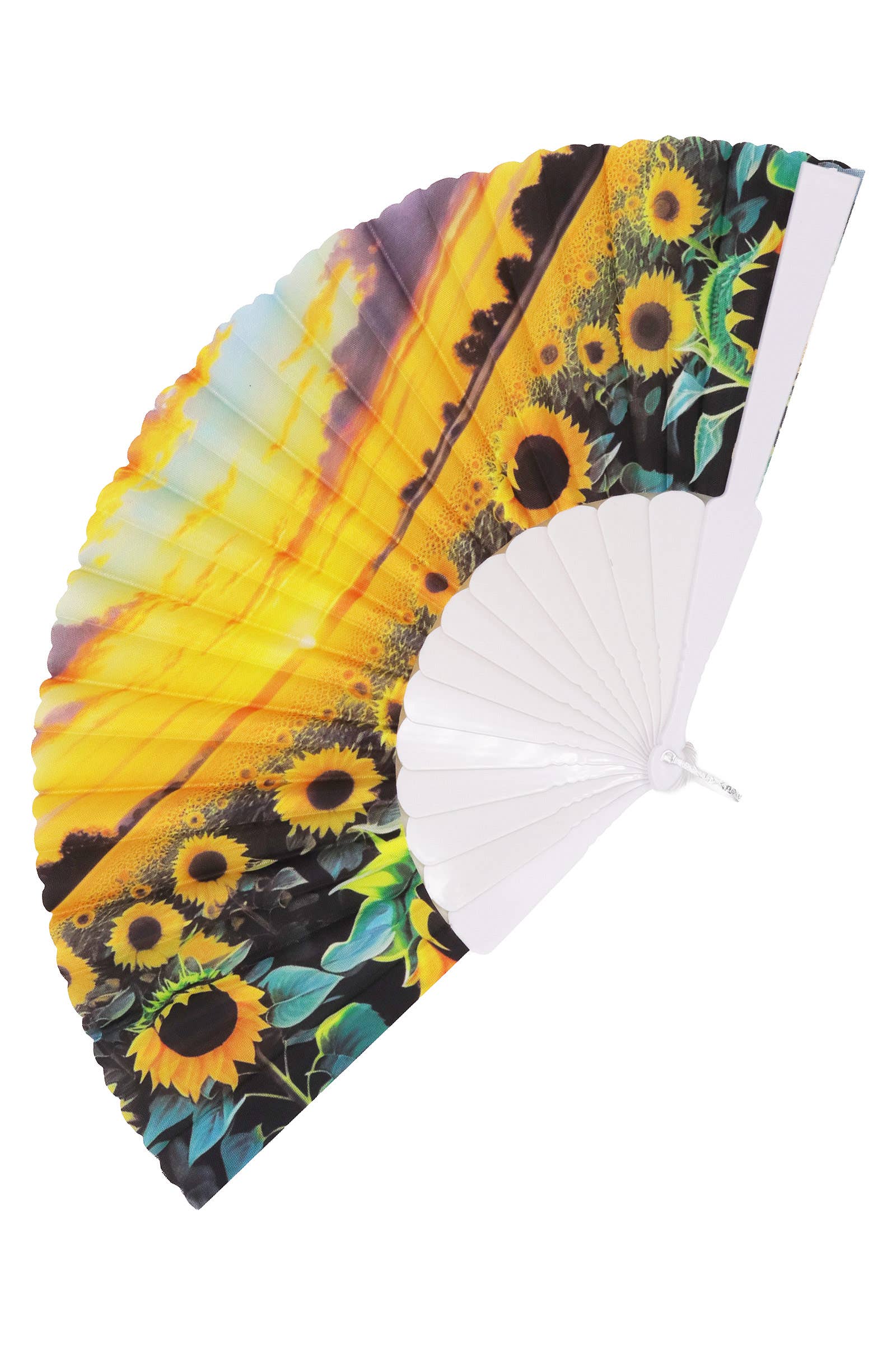 ASSORTED Sunflower Farm Fields White Handheld Folding Fan for wholesale on Faire3