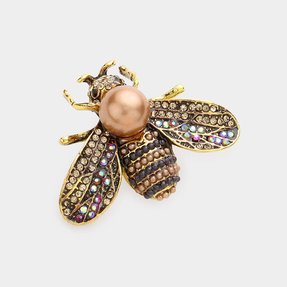 Sensibling Corp. - Wholesale Brooch - Pearl Detail Honey Bee Pin Brooch