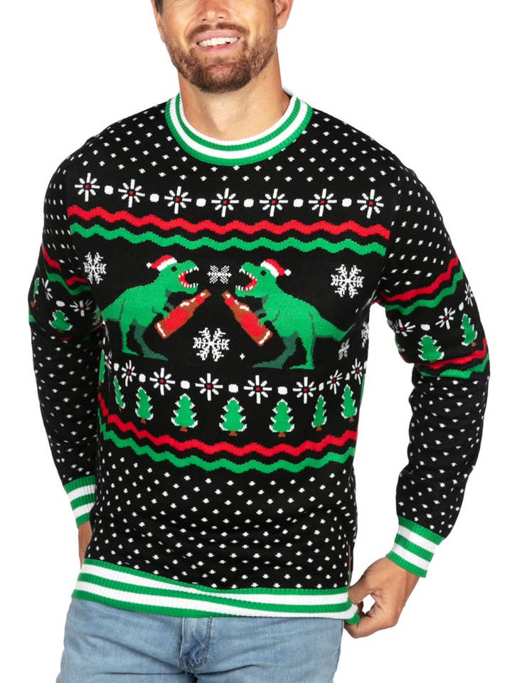 Tipsy Elves - Wholesale Knit Sweater - Men's - Dino Mate Sweater - Men's Cute Fair Isle Christmas Sweater0
