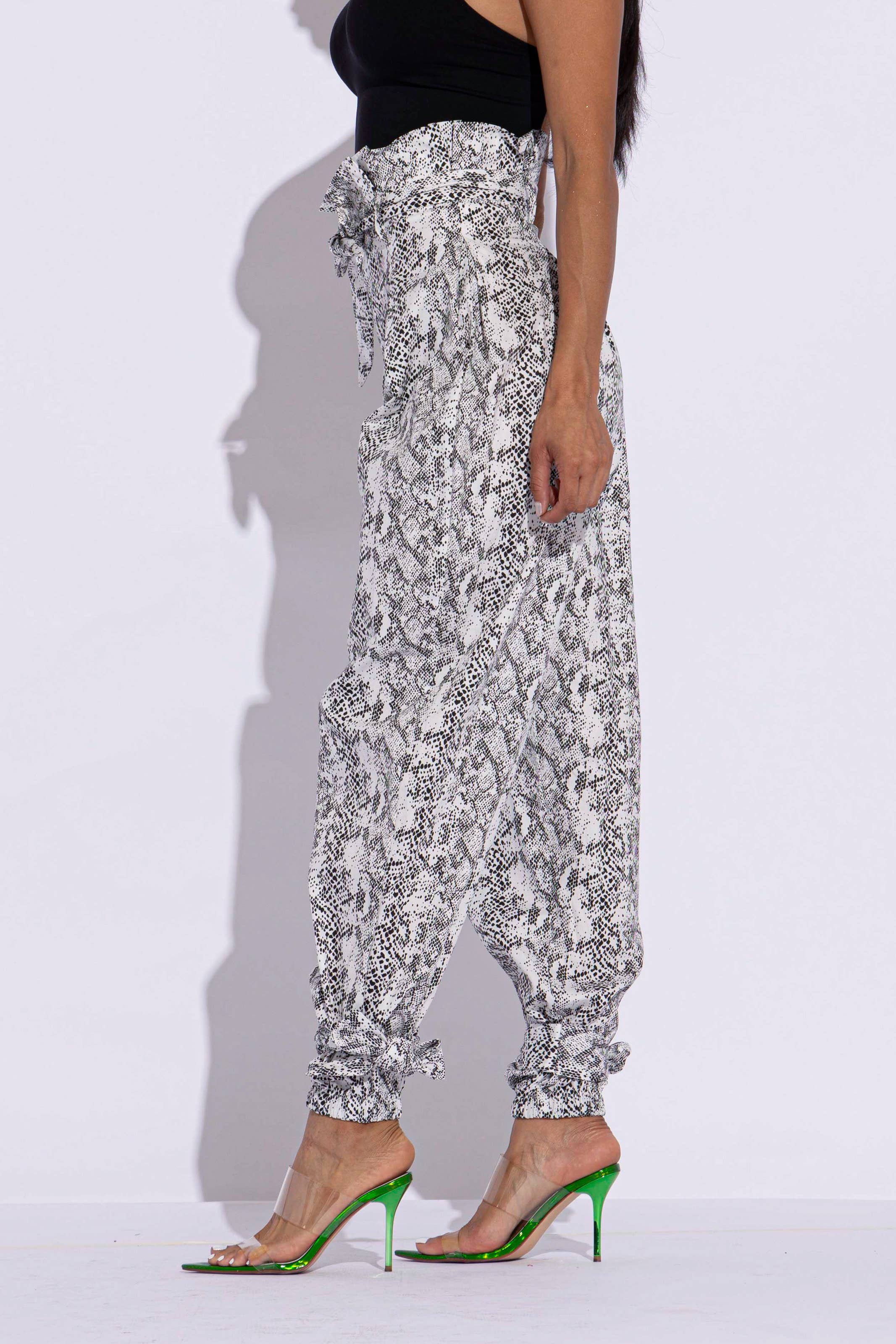 GREY Snake Skin Printed Cargo Pants for wholesale on Faire4