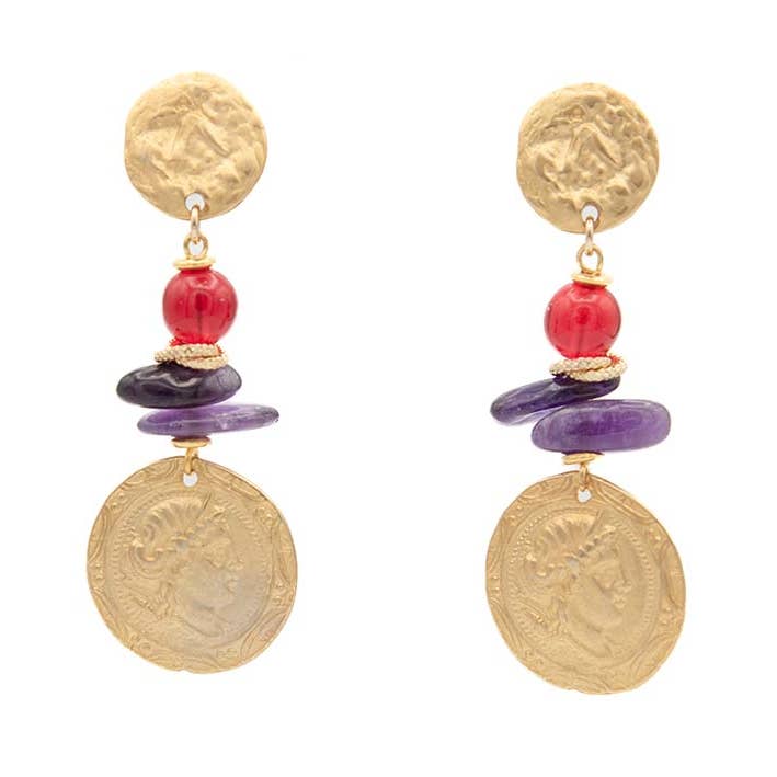 ARMENIAN MELODY - boucles d'oreilles à puces et médailles pour la vente par Laura Mariotti - luxury collection
