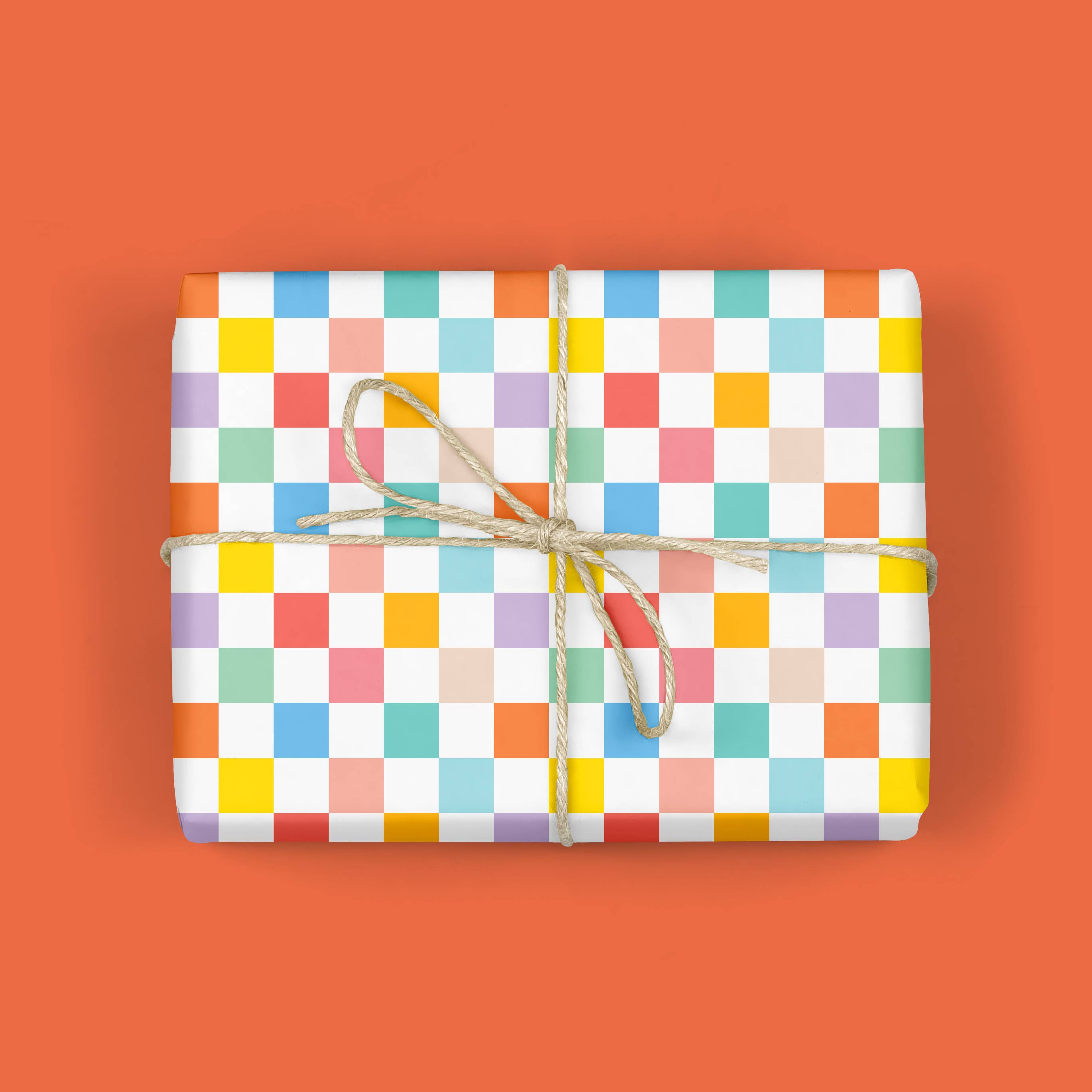 MELLOWWORKS - Wholesale Wrapping Paper Roll - RAINBOW CHECKERBOARD Gift Wrap (ROLL)