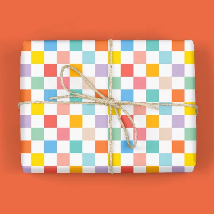 MELLOWWORKS – Engroshandel Indpakningspapir – RAINBOW SKAKTERNET gaveindpakning (ROLL)0