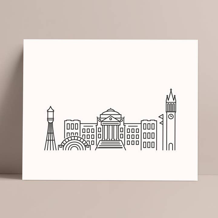 Affiche de la silhouette urbaine d'Ames (Iowa) pour la vente par Backstory Map Co.