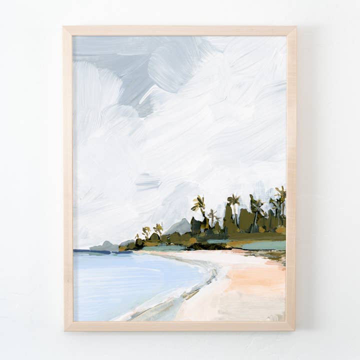 Weißer Sandstrand Hawaii Kunstdruck - Palm Island für den Großhandel von Laurie Anne Art