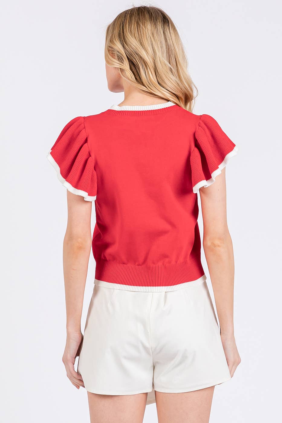 mittoshop - Wholesale Knit Top - Women's - SWEATER KNIT RUFFLE SLEEVE CONTRAST CROP TOP14