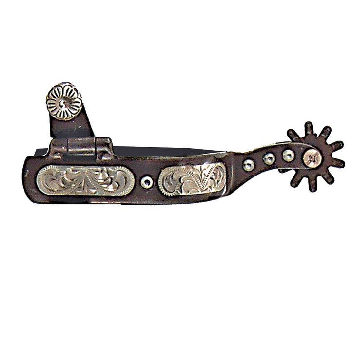 Robart Ladies AP Western Spur with Silver Inlay & Dots for wholesale by Intrepid International