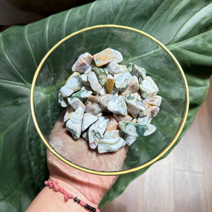 ARTIGO BLOUAL - QUALIDADE EXTRA - RARE 8th Vein Ocean Jasper Tumble por atacado de Krystallia crystals