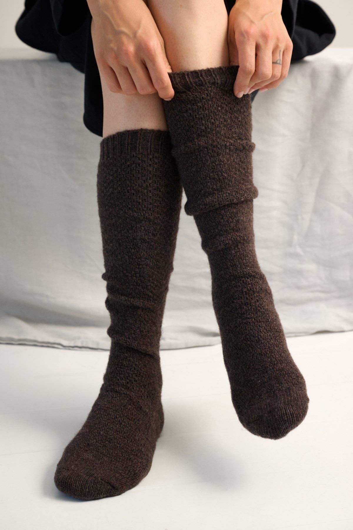 brown melange pearly socks for wholesale on Faire0