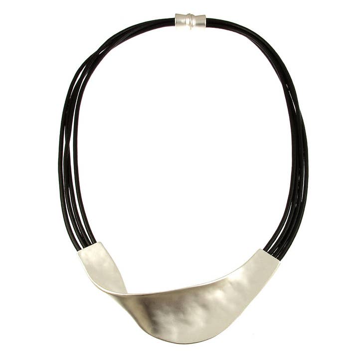 Collier torsadé en cuir et métal, argent ou or, 18" pour la vente par Origin Jewelry