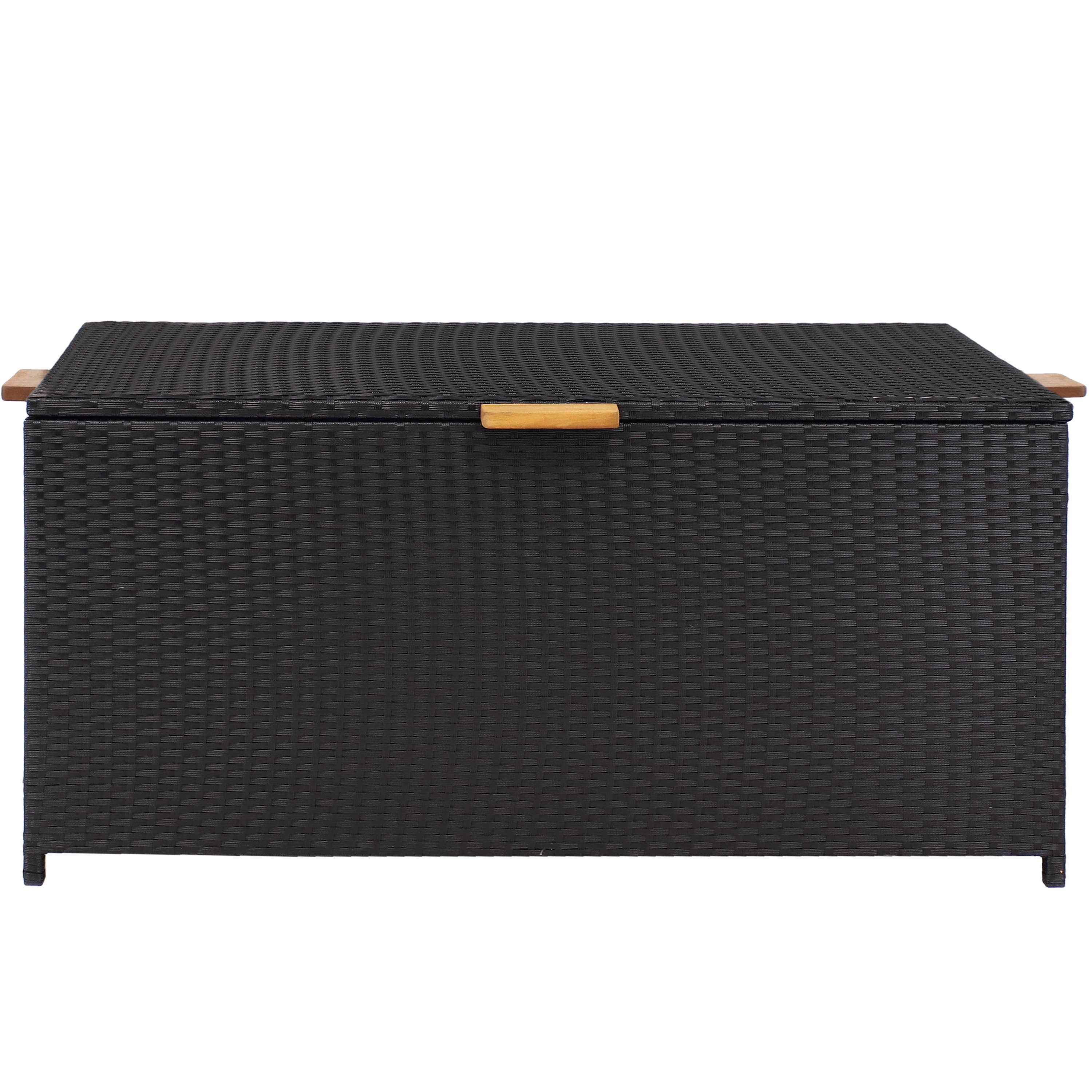 Sunnydaze Decor - Wholesale Outdoor Ornament/Decor - Resin Wicker Storage Deck Box with Handles - Black7
