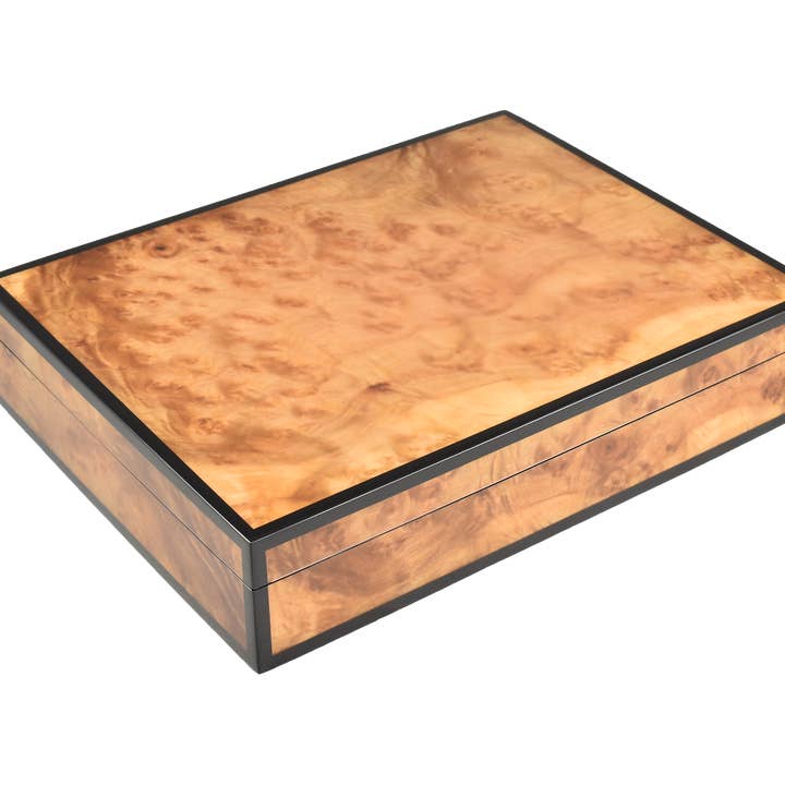 Burl en noyer avec bordure noire - Boîte à papeterie - L-45FSWN pour la vente par Pacific Connections