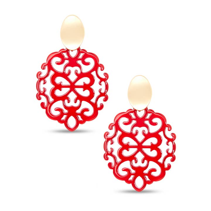 ZENZII Jewelry - Wholesale Dangle Earrings - Modern Damask Pattern Resin Drop Earring4