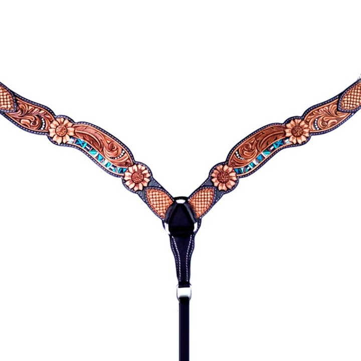 HILASON - Wholesale Horseback Riding Gear - Bar H Equine Genuine Western American Leather Horse Premium Headstall & Breast Collar Set2