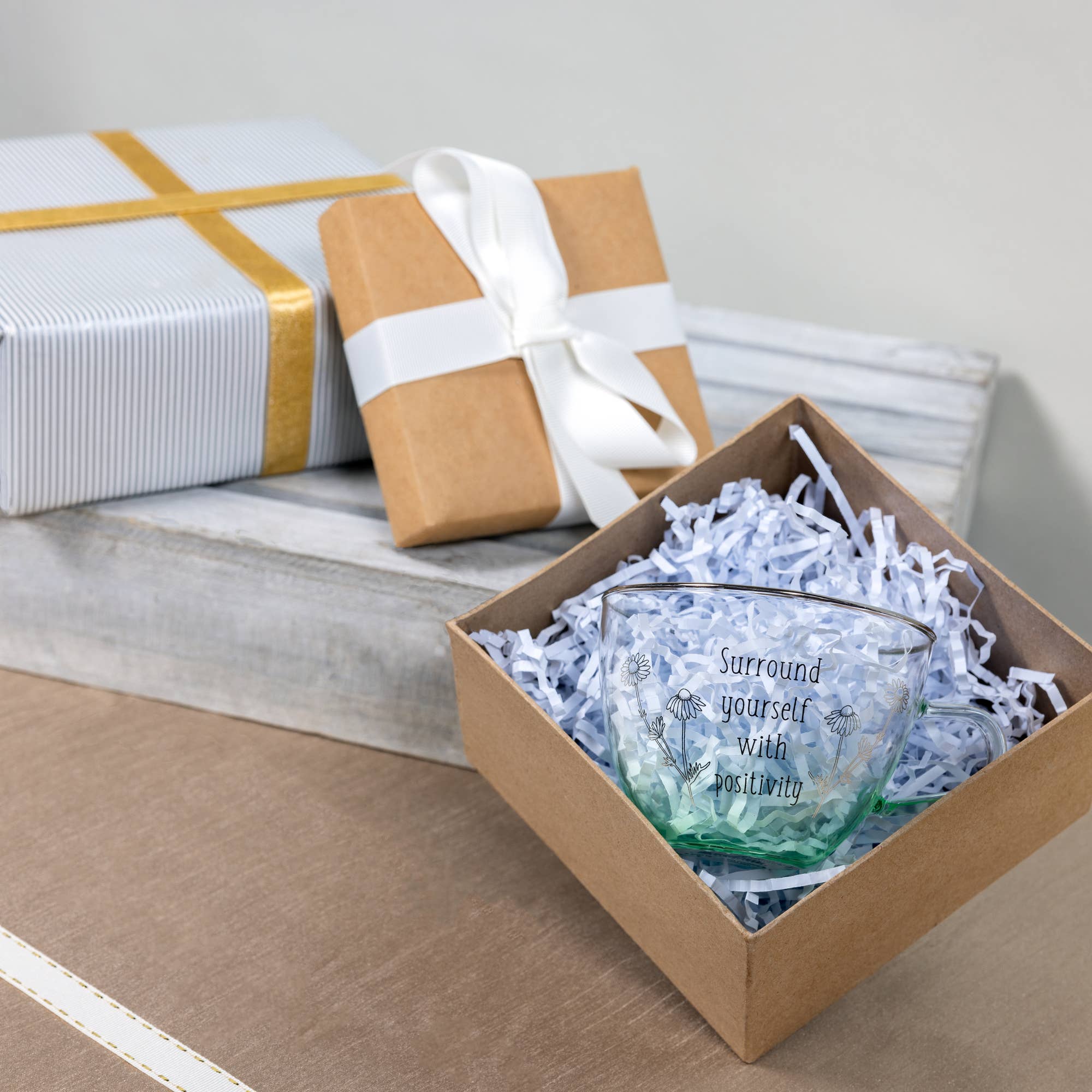 Pavilion - Wholesale Coffee/Tea Cup - Positivity - 7 oz Glass Teacup and Saucer3