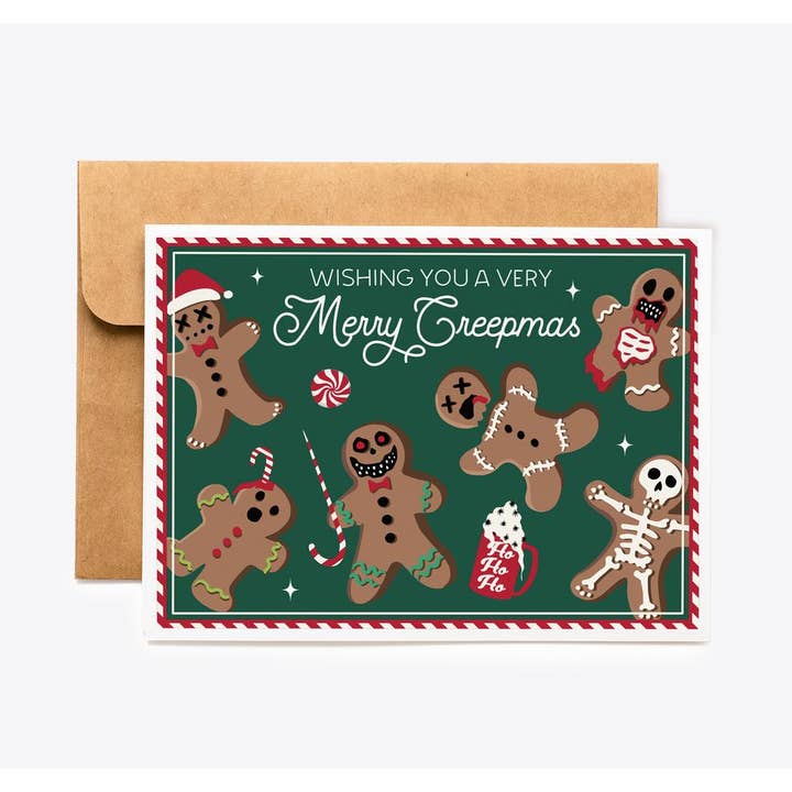 Gingerdead Christmas Card for wholesale by Spooky Cat Press