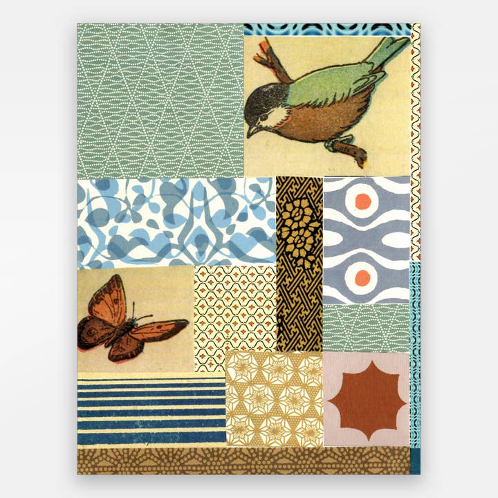 Bird, Butterfly and Star with Patterns Card for wholesale by Paste
