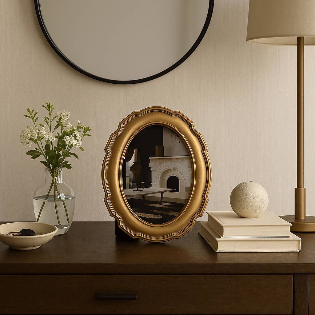 Sagebrook Home - Wholesale Picture Frame - Photo Frame - Gold Polyresin Round Vintage Style, 4x6 in.1