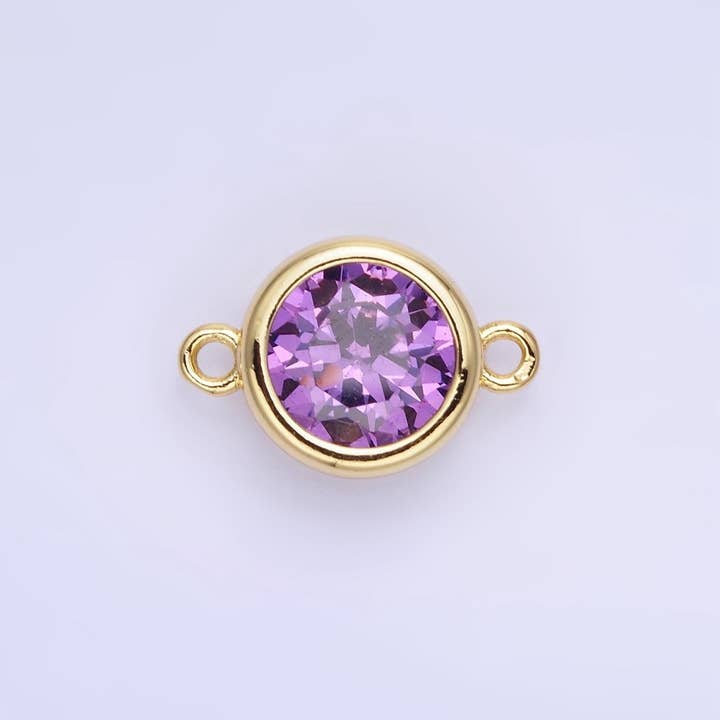 Aim Eternal - Wholesale Individual Charm/Pendant - 14K Gold Filled Birthstone CZ Round Bezel Connector | G937 - G9441