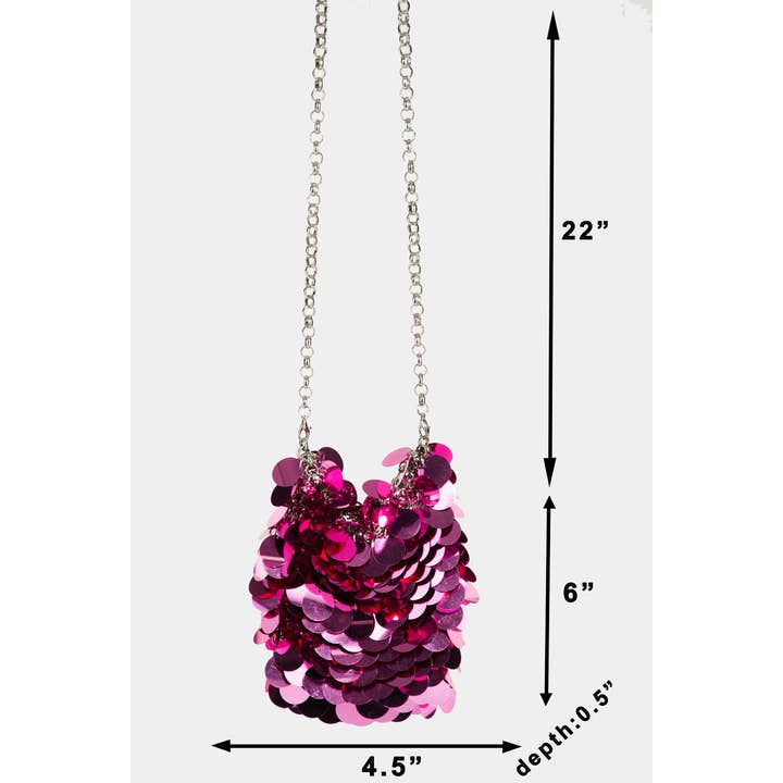 Collections by Fame Accessories - Wholesale Crossbody Bag - Women's - Sequin Chain Mail Pouch Bag1
