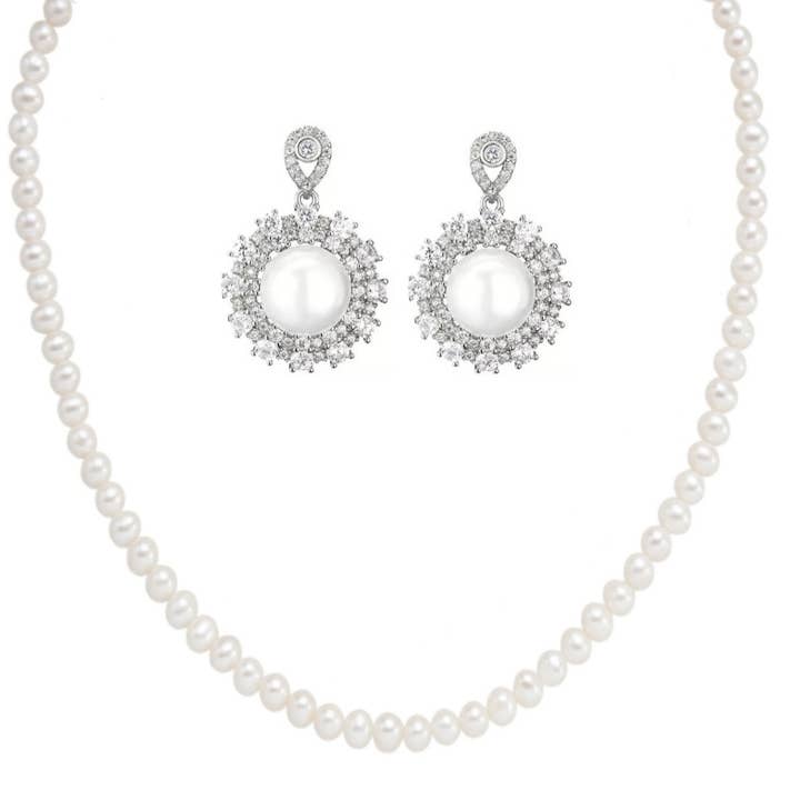 CUBIC ZIRCONIA COLLECTION - VINTAGE INSPIRED PEARL NECKLACE for wholesale by Athena Bridal Jewellery