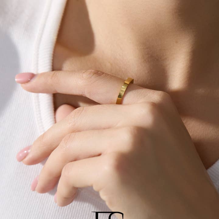 Furano Studio - Wholesale Band/Stacked Ring - 18K Gold Band ring, Vintage matte gold minimalist ban3