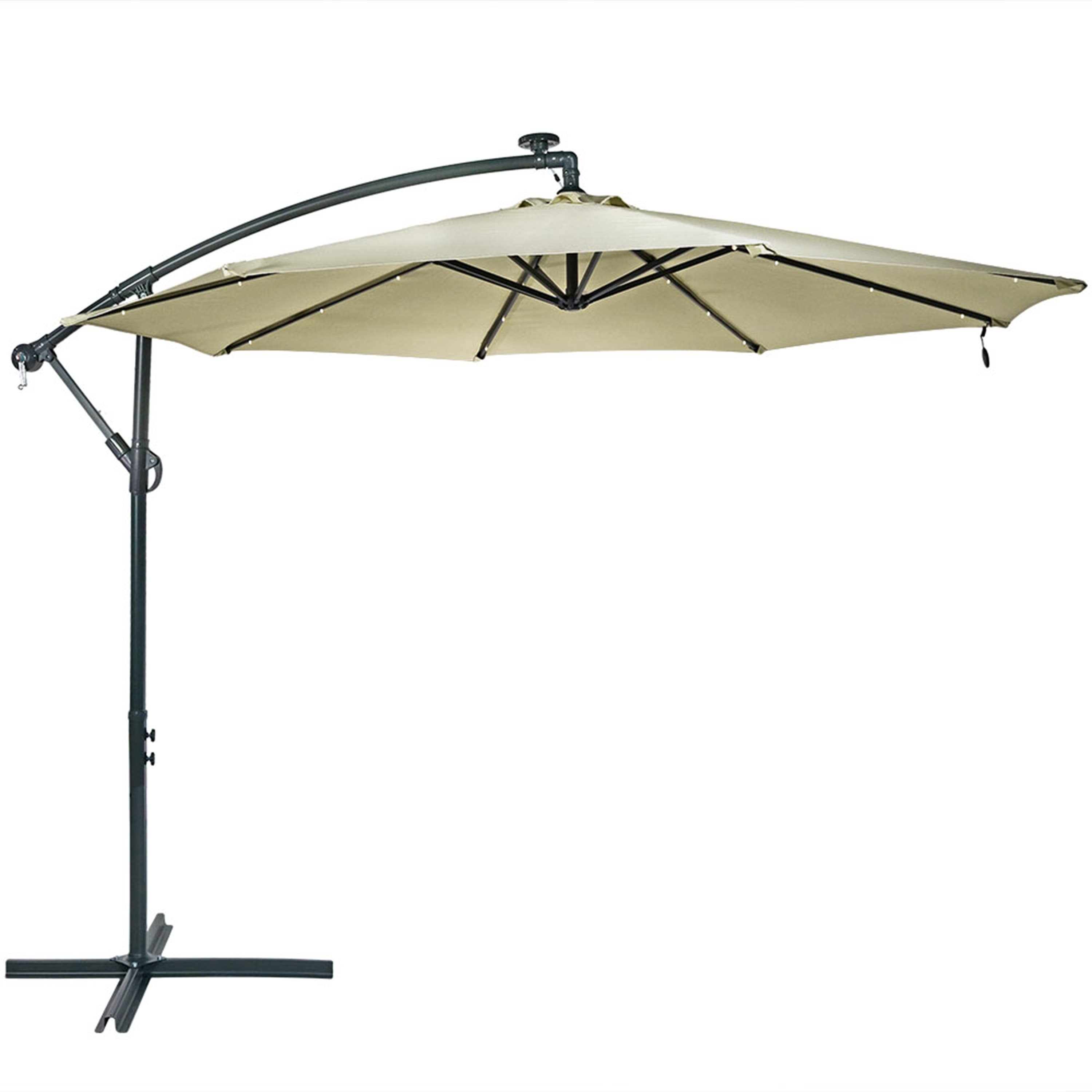 Sunnydaze Decor - Wholesale Patio Umbrella - 10 ft Solar Offest Steel Patio Umbrella with Crank - Beige1